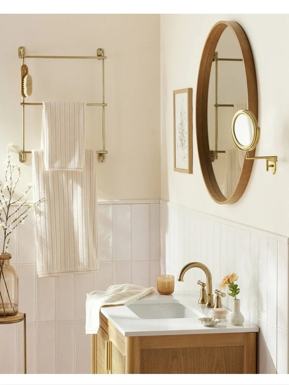 Hearth & Hand with Magnolia Wall-Mounted Brass Ladder Towel Rack Antique Finish